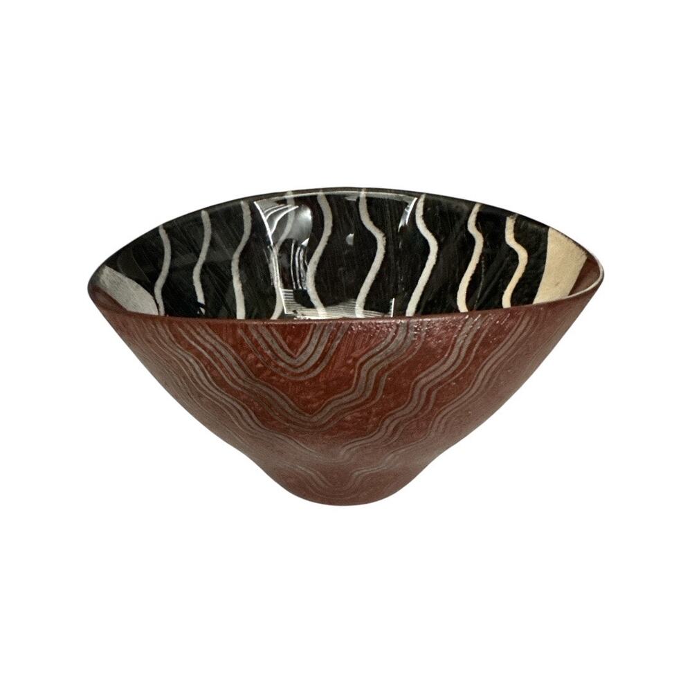 Kosta Boda Sweden Tonga Hand Painted Art Glass Bowl
